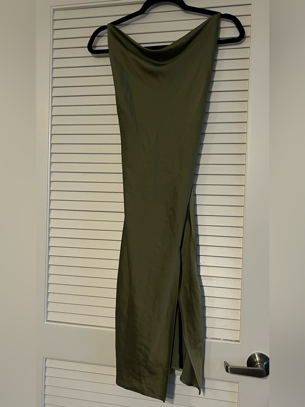 Forever 21 Olive Green Satin Slip Dress cowl neck